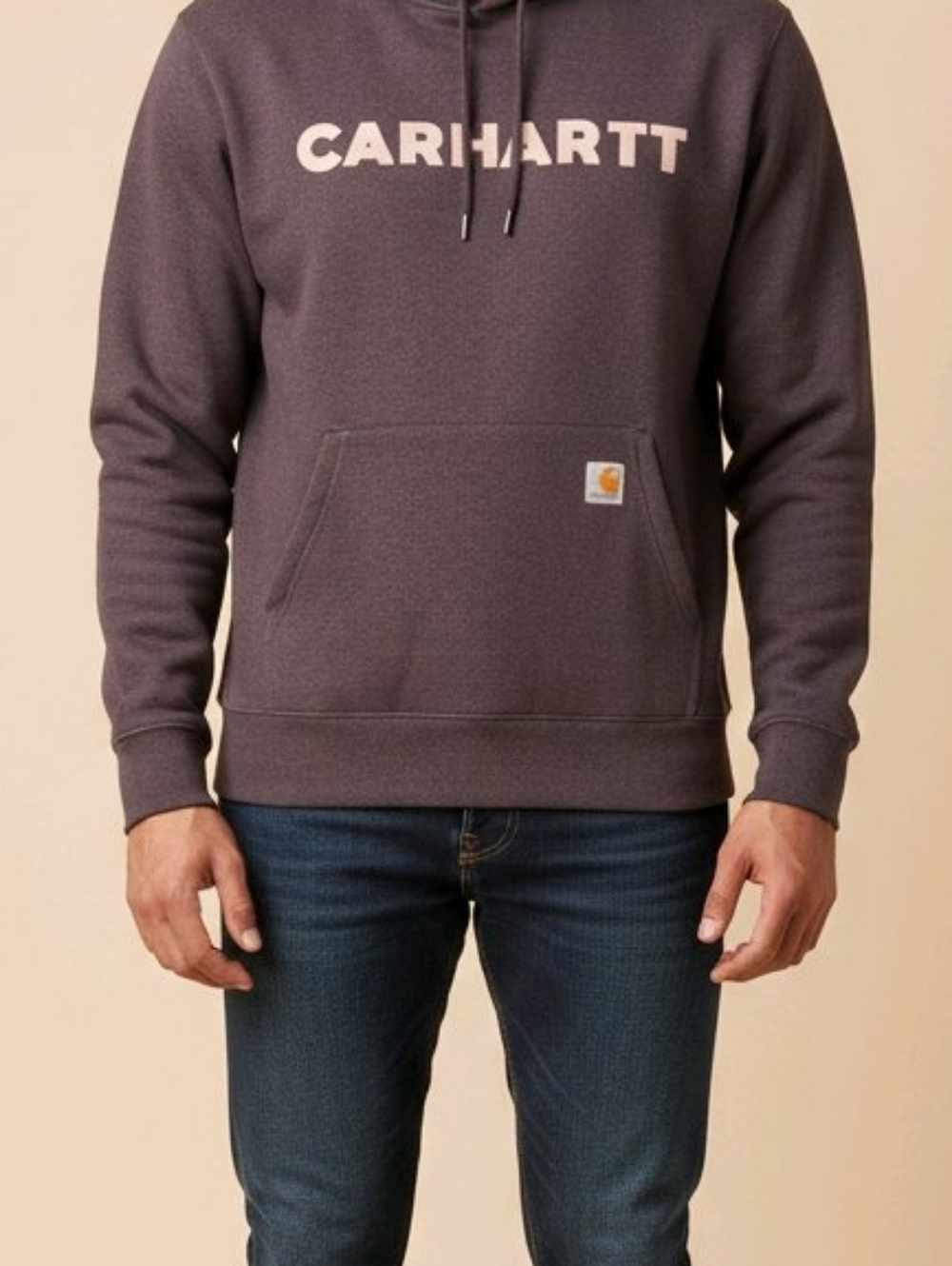Carhartt Pullover Hoodie in Plum with Contrast Logo